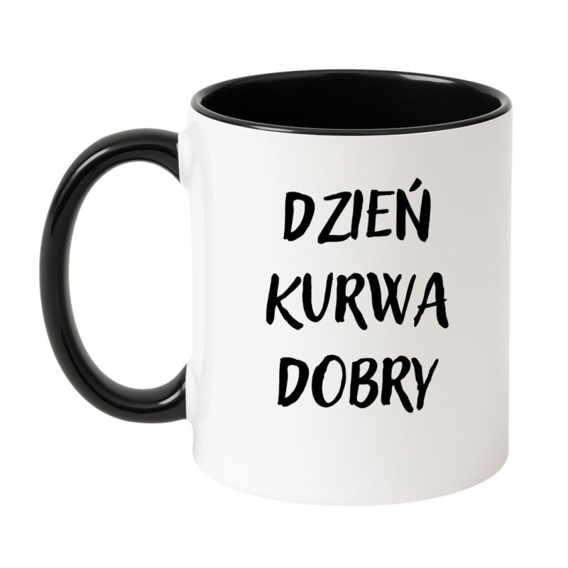 Kubek biało-czarny 330 ml z chamskim nadrukiem – śmieszny kubek bez cenzury do biura.