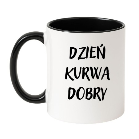 Kubek biało-czarny 330 ml z chamskim nadrukiem – śmieszny kubek bez cenzury do biura.