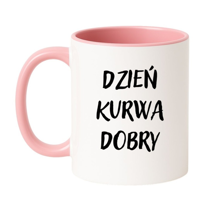 Kubek biało-różowy 330 ml z wulgarnym napisem – humorystyczny prezent dla przyjaciółki.