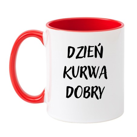 Kubek biało-czerwony 330 ml z napisem bez cenzury – śmieszny gadżet do pracy i domu.