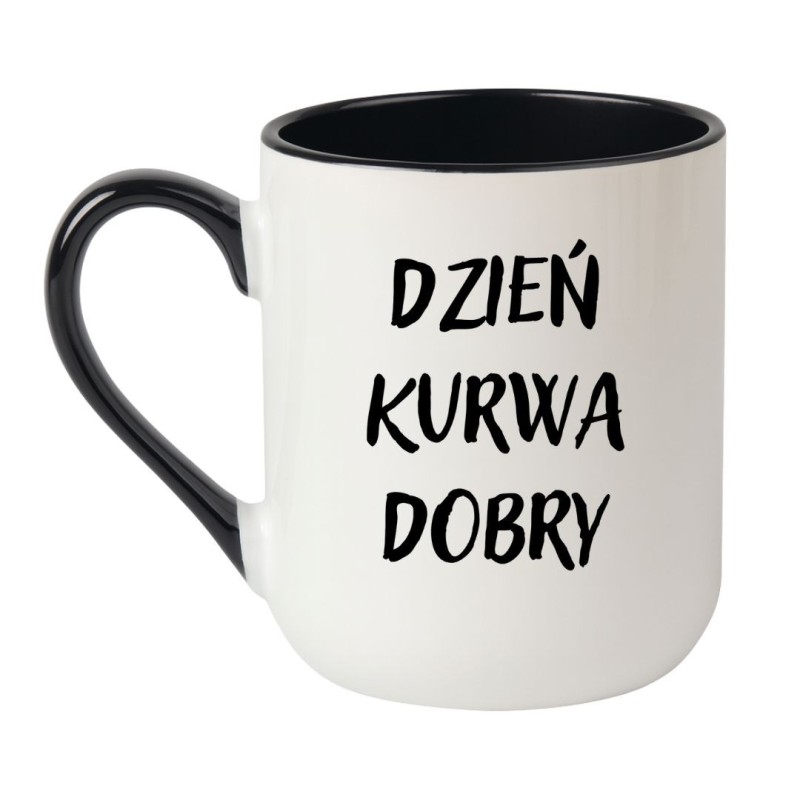 Kubek elegancki biało-czarny 330 ml z chamskim napisem – hit sprzedaży, kubek bez cenzury.