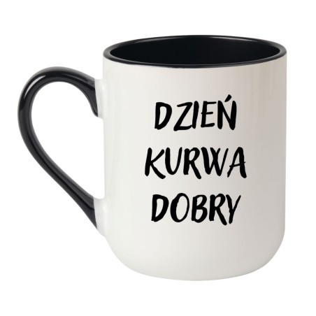 Kubek elegancki biało-czarny 330 ml z chamskim napisem – hit sprzedaży, kubek bez cenzury.