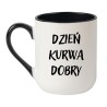 Kubek elegancki biało-czarny 330 ml z chamskim napisem – hit sprzedaży, kubek bez cenzury.