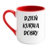 Kubek elegancki biało-czerwony 330 ml z napisem bez cenzury – kubek dla fanów humoru.