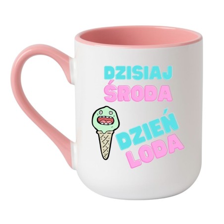 Kubek elegancki biało-różowy 330 ml z kolorowym nadrukiem – zabawny kubek dla kobiet