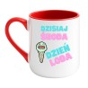 Kubek elegancki biało-czerwony 330 ml z humorystycznym napisem – śmieszny prezent