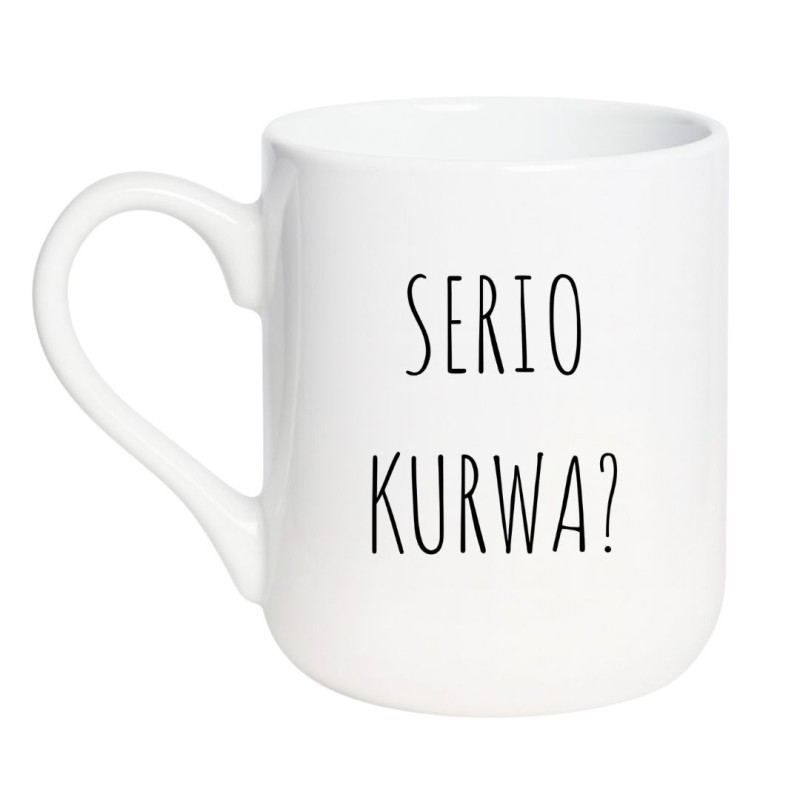 Kubek elegancki biały 330 ml z wulgarnym nadrukiem – doskonały kubek do biura