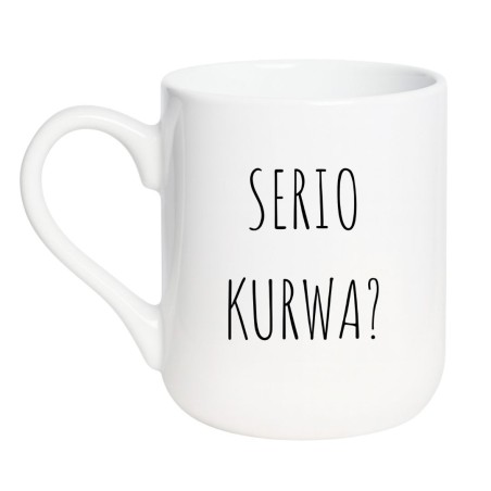 Kubek elegancki biały 330 ml z wulgarnym nadrukiem – doskonały kubek do biura