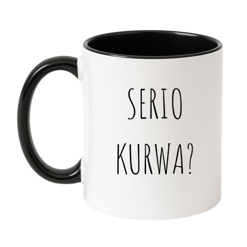 Kubek biało-czarny 330 ml z chamskim nadrukiem – idealny kubek do kawy