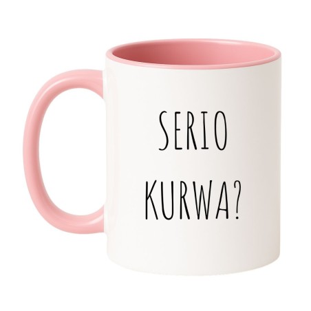 Kubek biało-różowy 330 ml z napisem bez cenzury – zabawny kubek dla kobiet z dystansem