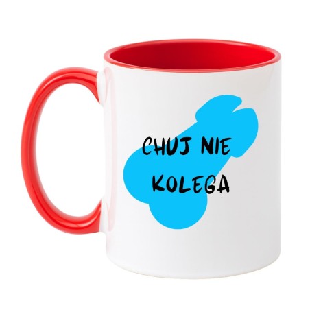 Kubek biało-czerwony 330 ml z wulgarnym motywem – śmieszny kubek do pracy