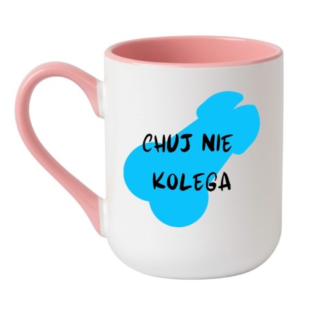 Kubek elegancki biało-różowy 330 ml z wulgarnym nadrukiem – śmieszny prezent bez cenzury