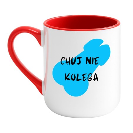 Kubek elegancki biało-czerwony 330 ml z chamską grafiką – doskonały do kawy