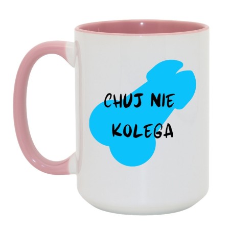 Kubek duży biało-różowy 450 ml z chamskim wzorem – śmieszny gadżet do pracy