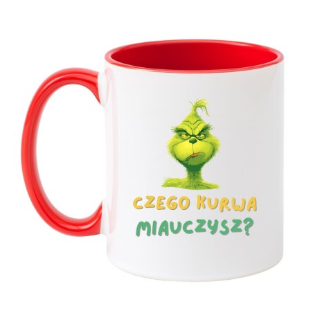 Kubek biało-czerwony 330 ml z humorystyczną grafiką – śmieszny kubek do kawy
