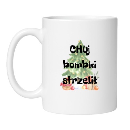 Śmieszny kubek biały 330 ml z chamskim napisem – humorystyczny prezent na święta