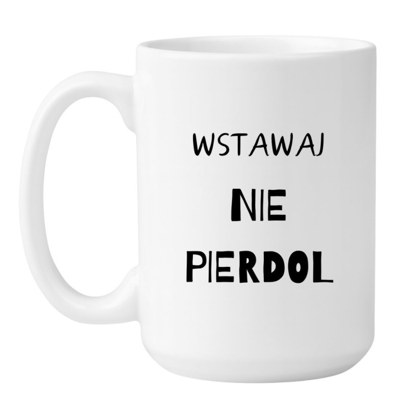 Kubek duży biały 450 ml z chamskim motywem – doskonały kubek do biura