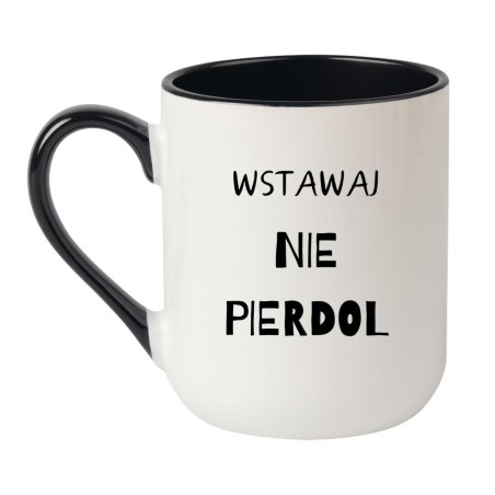 Kubek elegancki biało-czarny 330 ml z napisem bez cenzury – doskonały do pracy