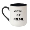 Kubek elegancki biało-czarny 330 ml z napisem bez cenzury – doskonały do pracy