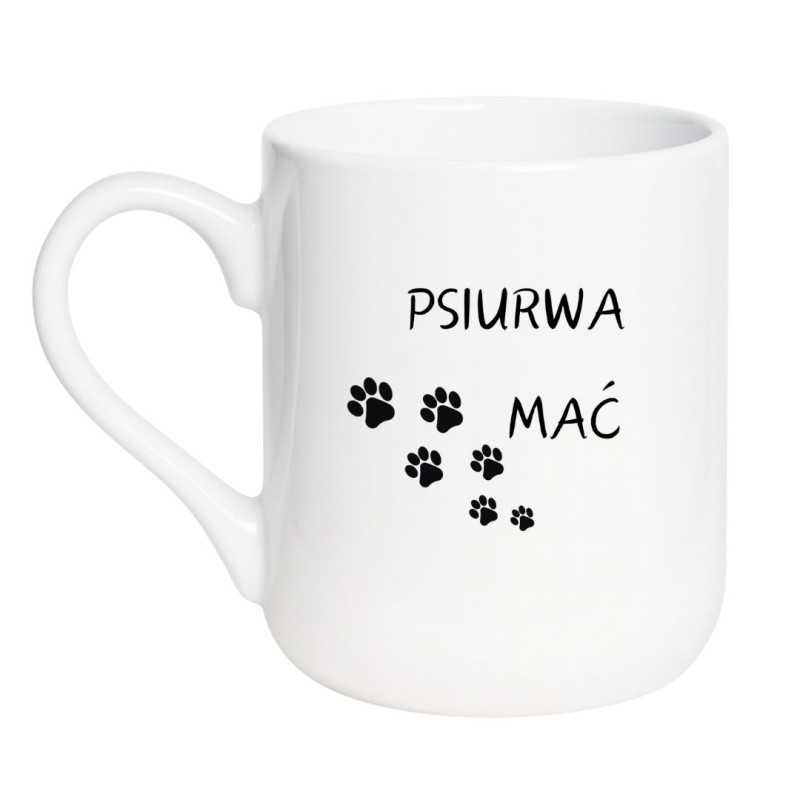 Kubek elegancki biały 330 ml z humorystycznym nadrukiem – doskonały gadżet do pracy