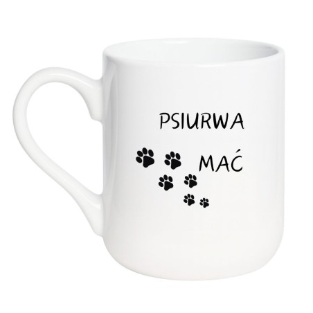 Kubek elegancki biały 330 ml z humorystycznym nadrukiem – doskonały gadżet do pracy