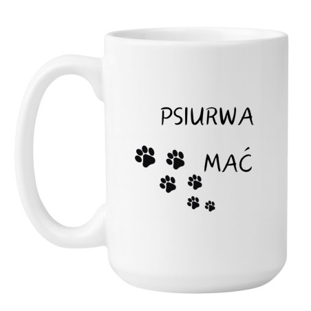 Kubek duży biały 450 ml z napisem bez cenzury i łapkami – must-have dla właścicieli psów