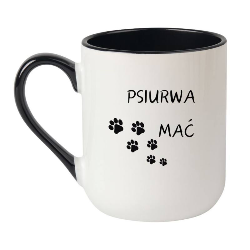 Kubek elegancki biało-czarny 330 ml z humorystycznym motywem – chamski kubek bez cenzury