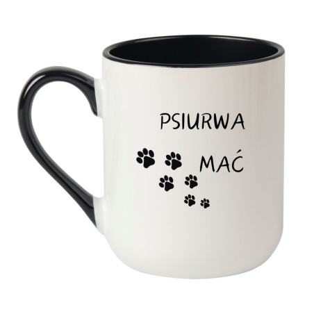 Kubek elegancki biało-czarny 330 ml z humorystycznym motywem – chamski kubek bez cenzury