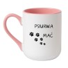 Kubek elegancki biało-różowy 330 ml z zabawną grafiką łapek – śmieszny kubek z nadrukiem