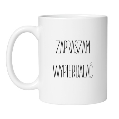 Śmieszny kubek biały 330 ml z wulgarnym nadrukiem – doskonały gadżet do biura
