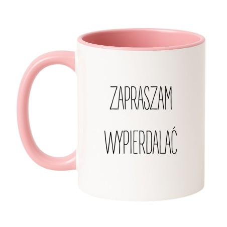 Kubek biało-różowy 330 ml z napisem bez cenzury – śmieszny kubek dla znajomej