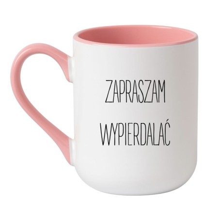 Kubek elegancki biało-różowy 330 ml z chamskim motywem – śmieszny kubek z nadrukiem