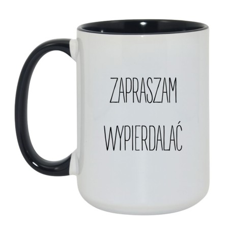 Kubek duży biało-czarny 450 ml z wulgarnym napisem – idealny dla fanów mocnej kawy
