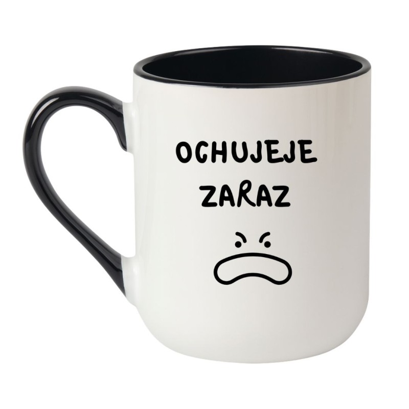 Kubek elegancki biało-czarny 330 ml z chamskim napisem – doskonały gadżet biurowy
