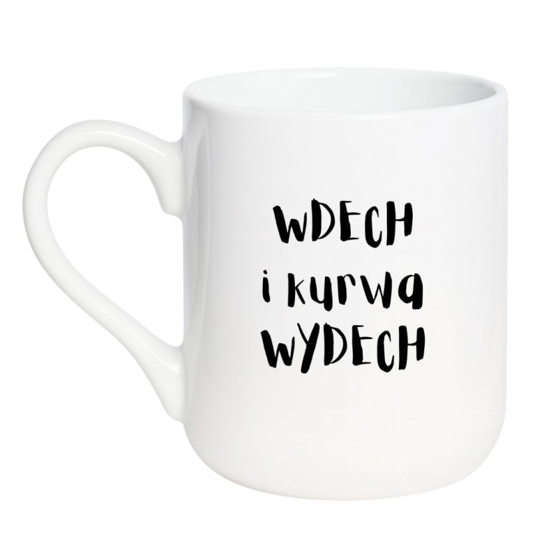 Kubek elegancki biały 330 ml z wulgarnym nadrukiem – must-have dla fanów kawy
