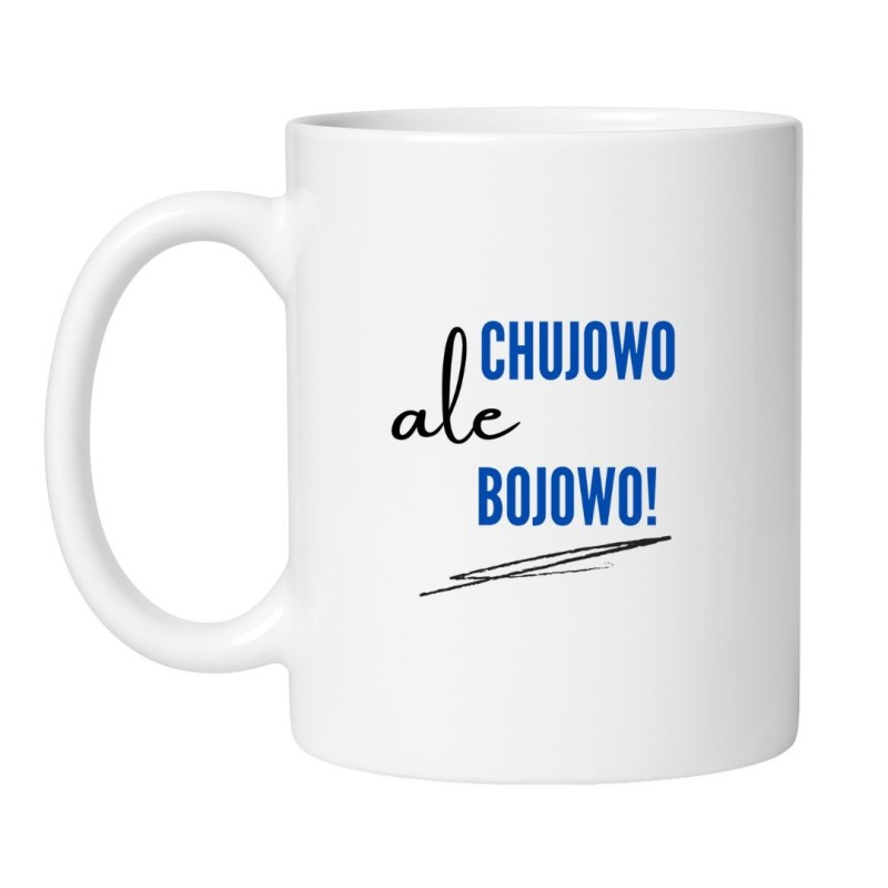 Śmieszny kubek biały 330 ml z chamskim napisem – doskonały do pracy