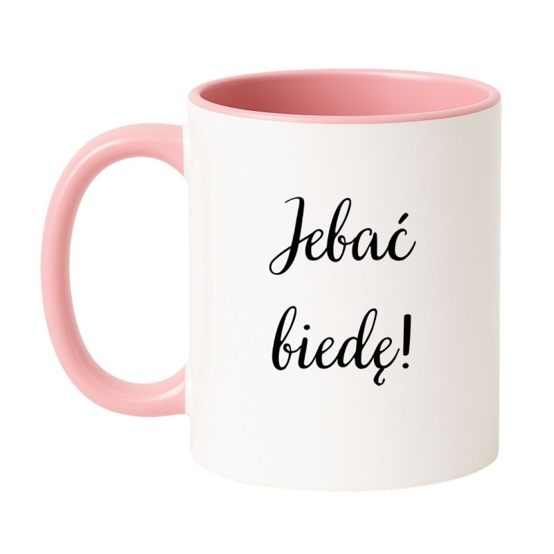 Kubek biało-różowy 330 ml z wulgarnym nadrukiem – humorystyczny kubek do kawy