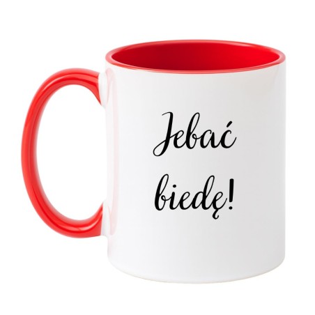 Kubek biało-czerwony 330 ml z chamskim napisem – zabawny gadżet do domu