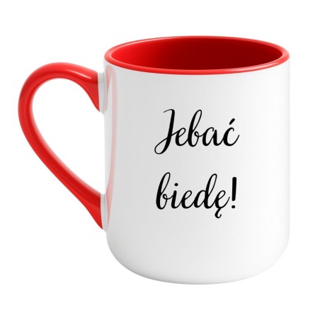 Kubek elegancki biało-czerwony 330 ml z nadrukiem bez cenzury – chamski kubek bez cenzury
