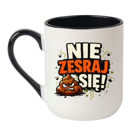 KUBEK „NIE ZESRAJ SIĘ!” ELEGANCKI BIAŁO-CZARNY