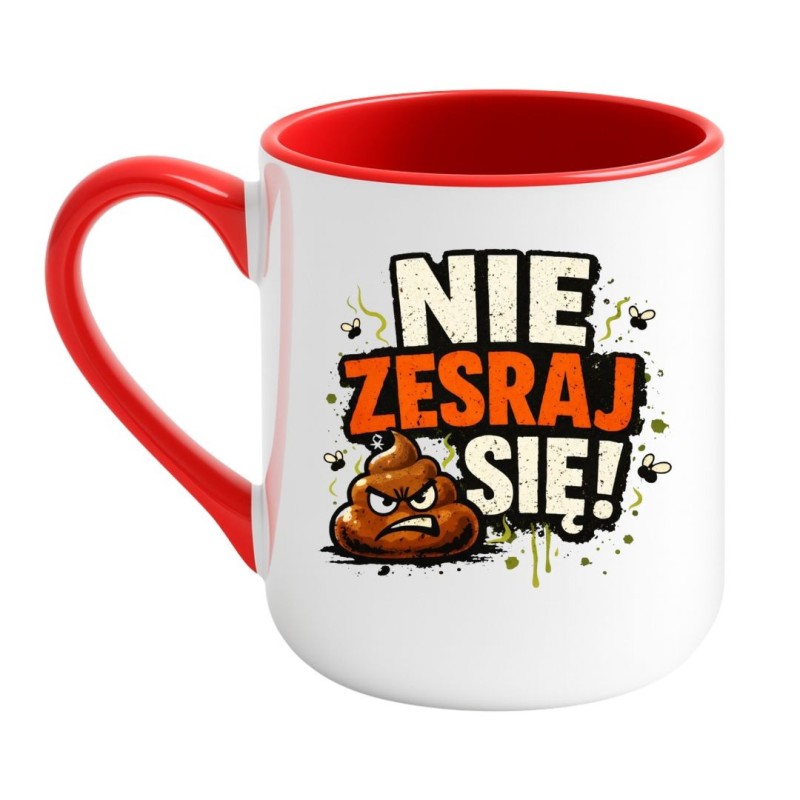 KUBEK „NIE ZESRAJ SIĘ!” ELEGANCKI BIAŁO-CZERWONY 18+