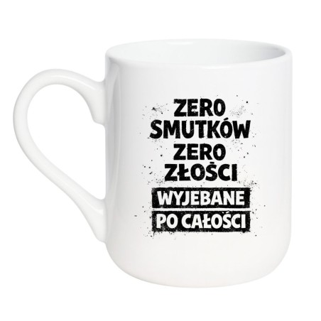 kubek biały humor czarny typografia