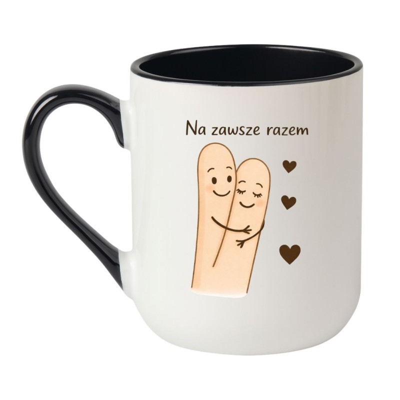 biało czarny kubek elegant z napisem na zawsze razem
