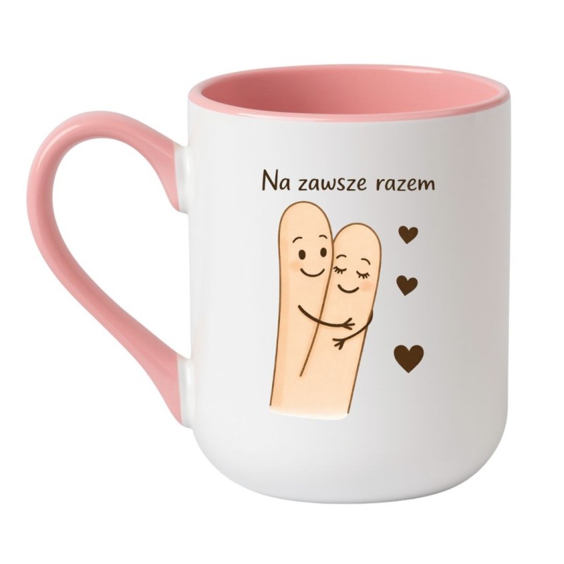 biało różowy kubek miłosny