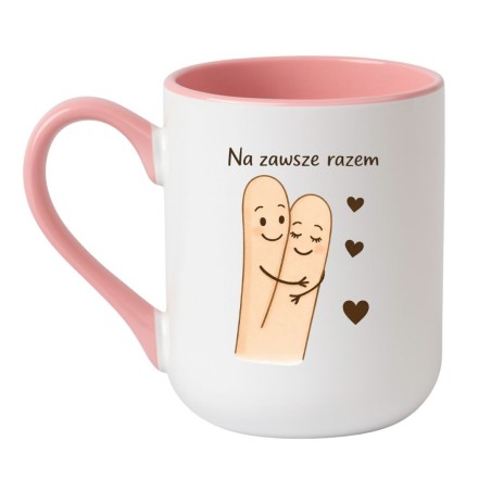 biało różowy kubek miłosny