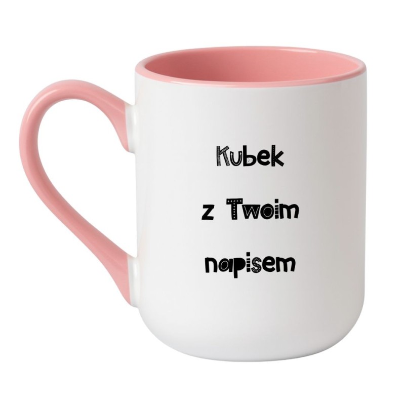Personalizowany biało różowy kubek z Twoim własnym napisem