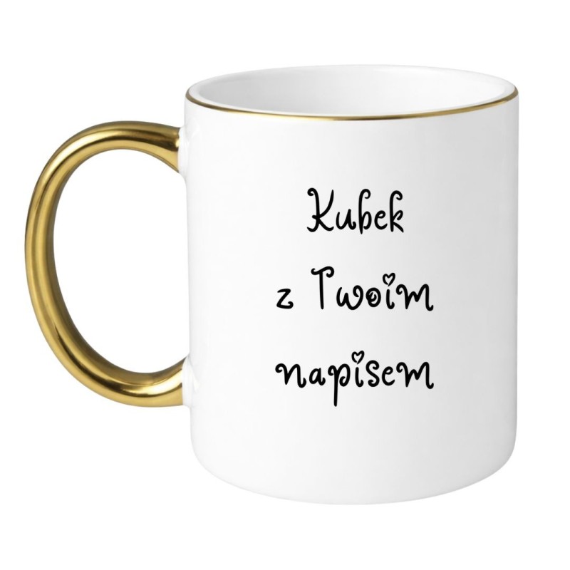 PERSONALIZOWANY BIAŁO ZŁOTY KUBEK Z TWOIM WŁASNYM NAPISEM