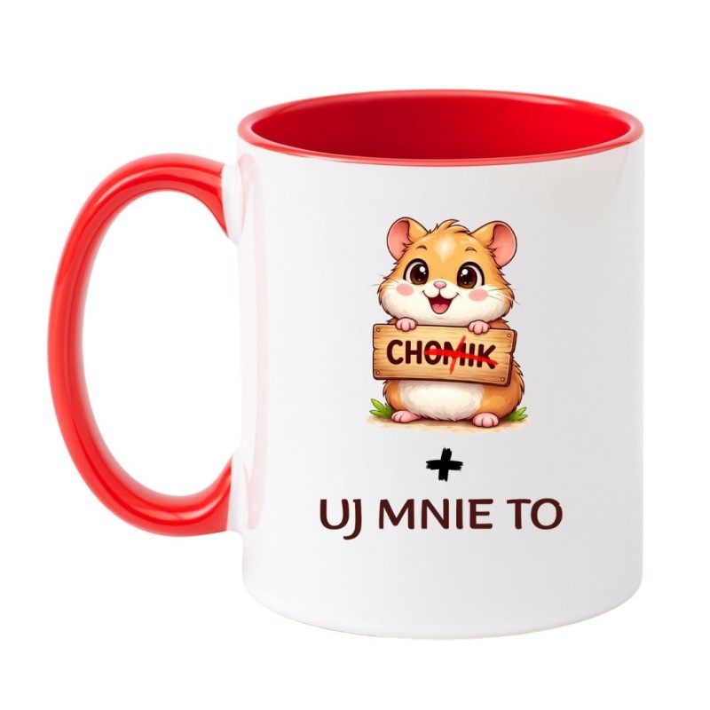 Biało Czerwony Kubek z Chomikiem 330 ml "CHUJ MNIE TO"