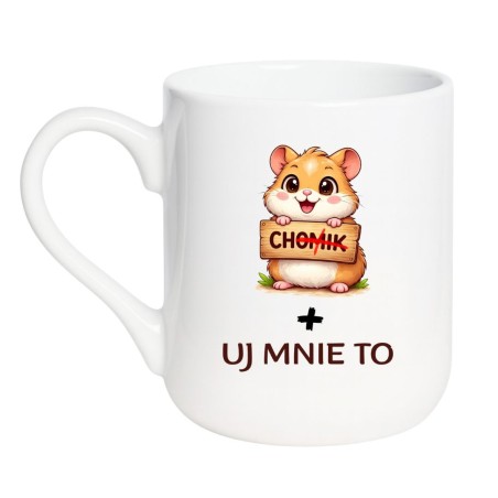 Biały Kubek z Chomikiem 330 ml "CHUJ MNIE TO"