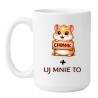 Biały Kubek z Chomikiem 450 ml "CHUJ MNIE TO"